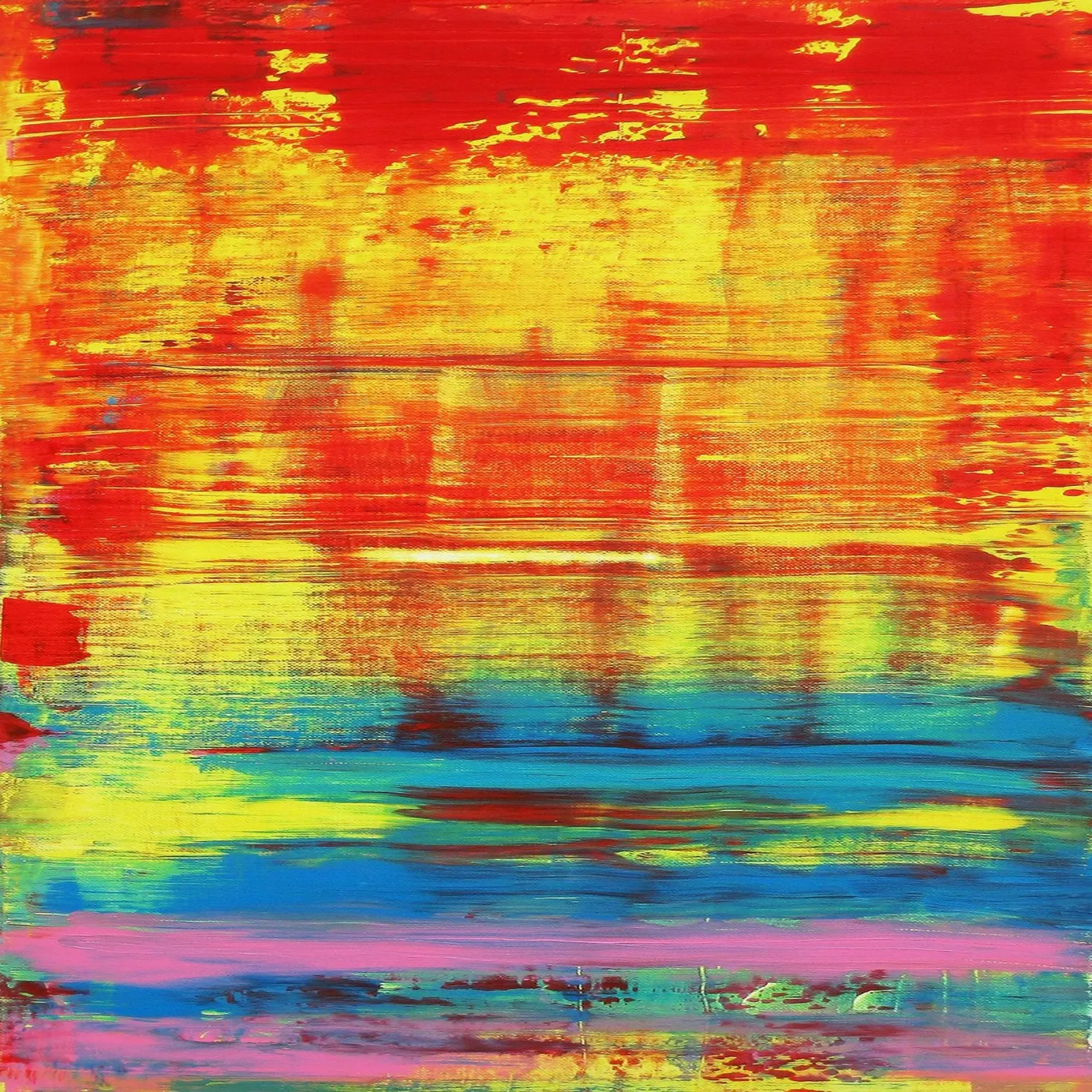 SUNSET - Coucher de soleil - Rouge Jaune Art abstrait toile de Petra Lang