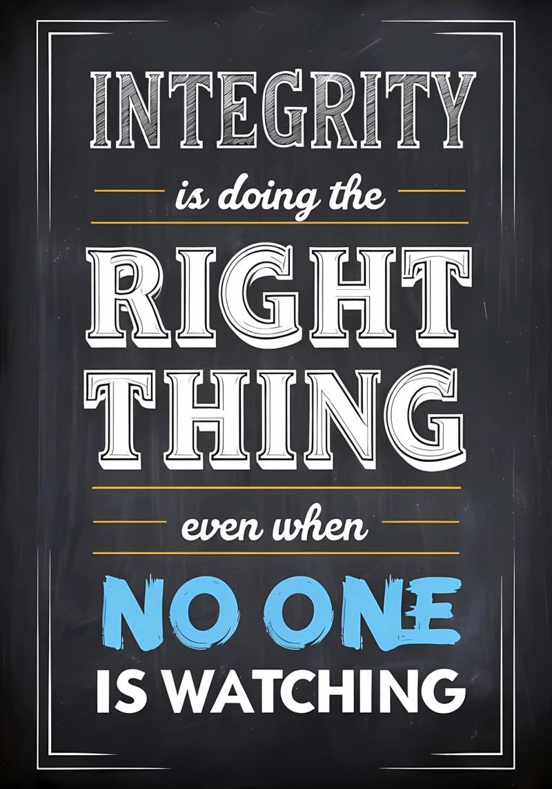 Integrity Chalkboard Quote poster by inspirational quote