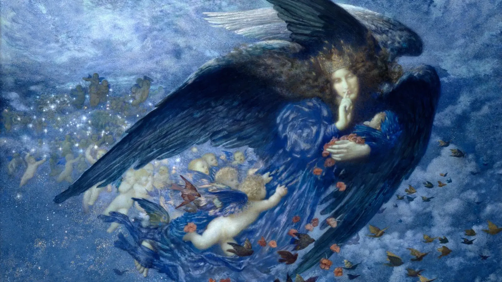 Edward Robert Hughes - La notte con il suo treno di stelle (1912) plexiglass da Wirla