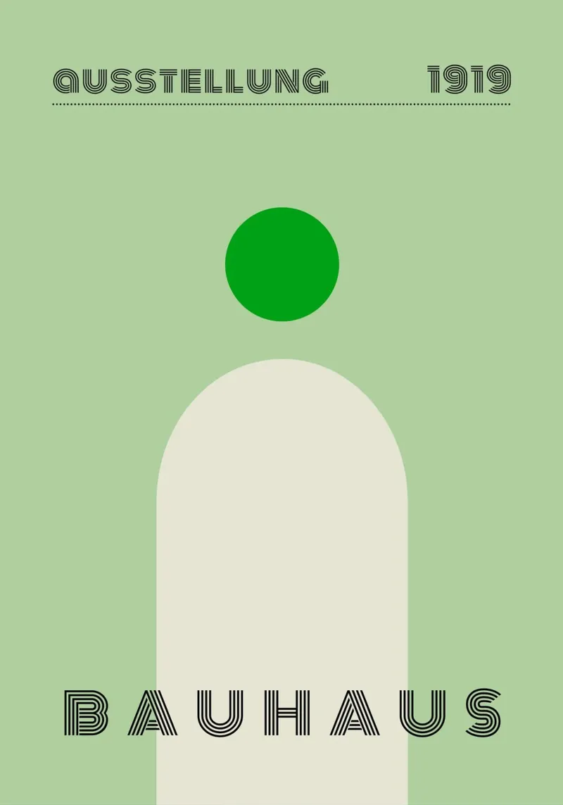 Bauhaus 1919 Mostra Minimalista Geometrica Verde poster con telaio in plastica da NorwesClub