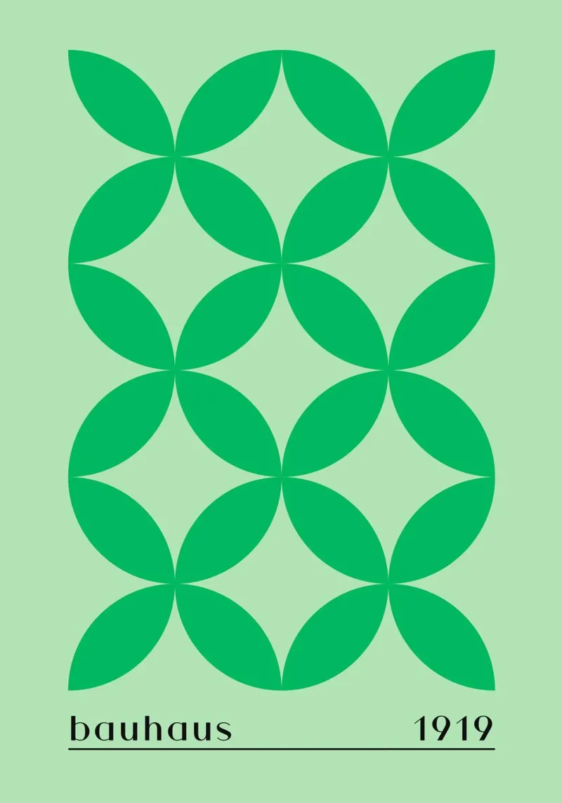 Bauhaus 1919 Geometric Green Pattern Print canvas with Floater frame by NorwesClub