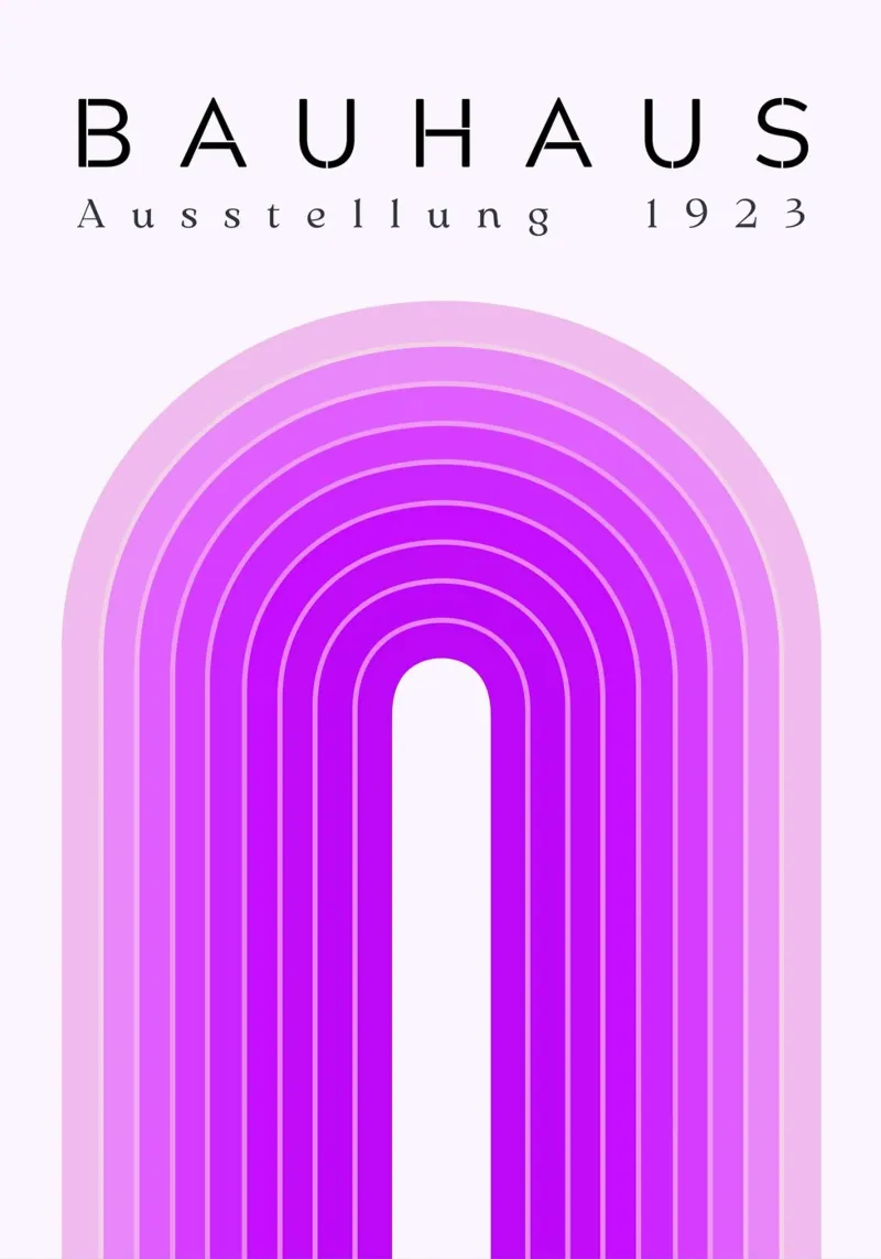 Bauhaus 1923 Tentoonstelling Paarse Boog Kleurverloop Print canvas met Baklijst van NorwesClub