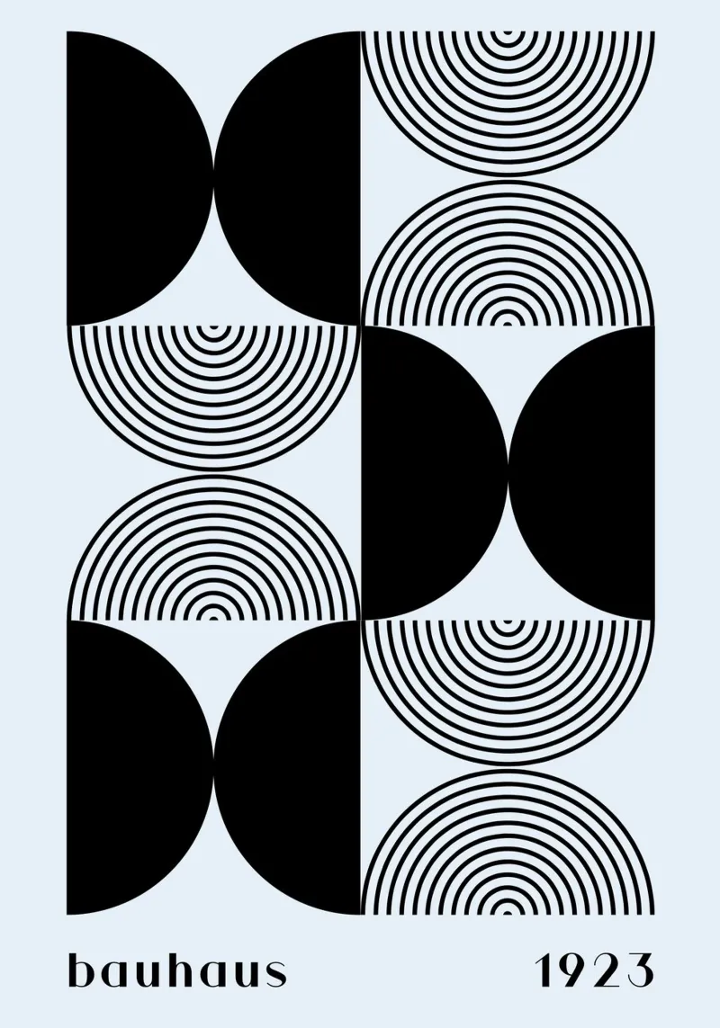 Bauhaus 1923 Geometric Pattern Black White Print canvas by NorwesClub