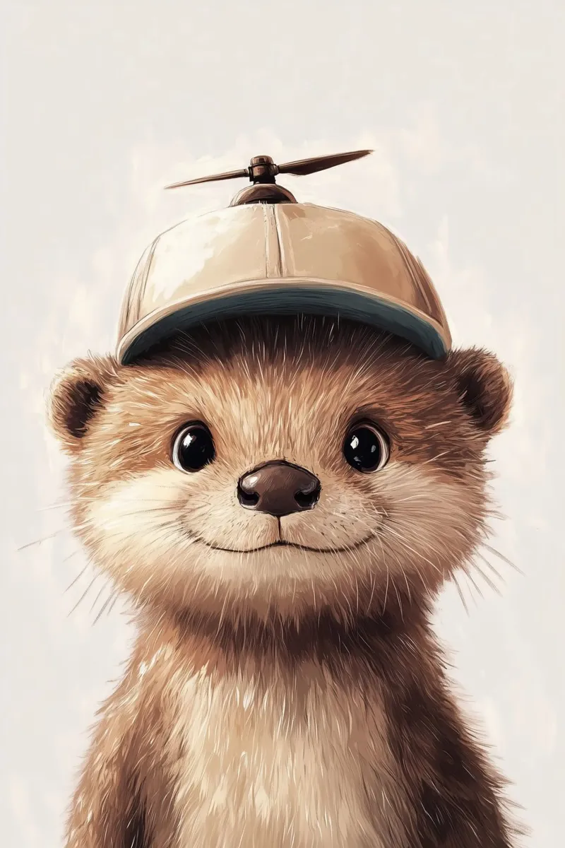 Hero #43: Otter with propeller beanie canvas by farbenhelden