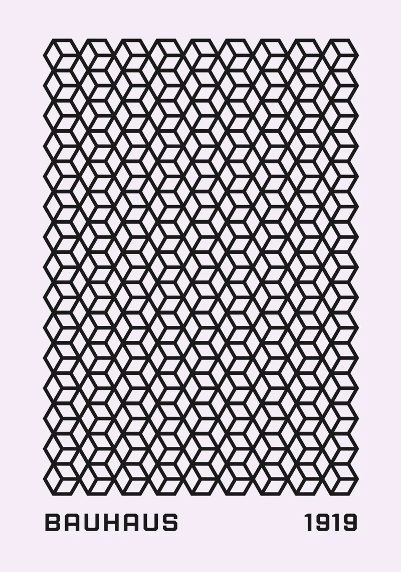 Bauhaus 1919 Geometric 3D Cube Pattern Print poster con marco de aluminio de NorwesClub