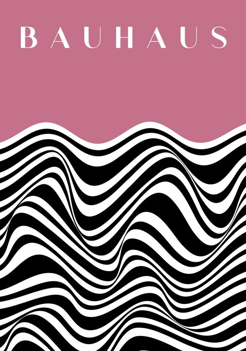 Bauhaus Op Art Stripes Pink Black White Print Alu-Dibond von NorwesClub