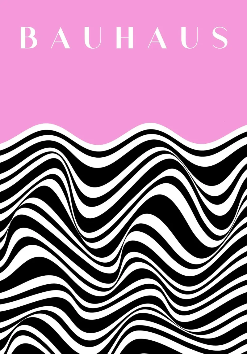Bauhaus Op Art Stripes Pink Black White Print hahnemühle by NorwesClub