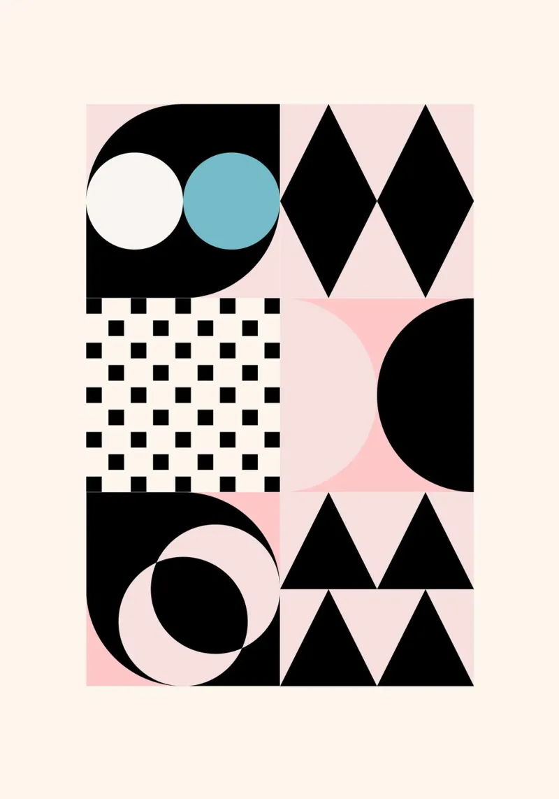 Forme astratte geometriche Rosa Blu Nero Stampa pellicola backlit da NorwesClub