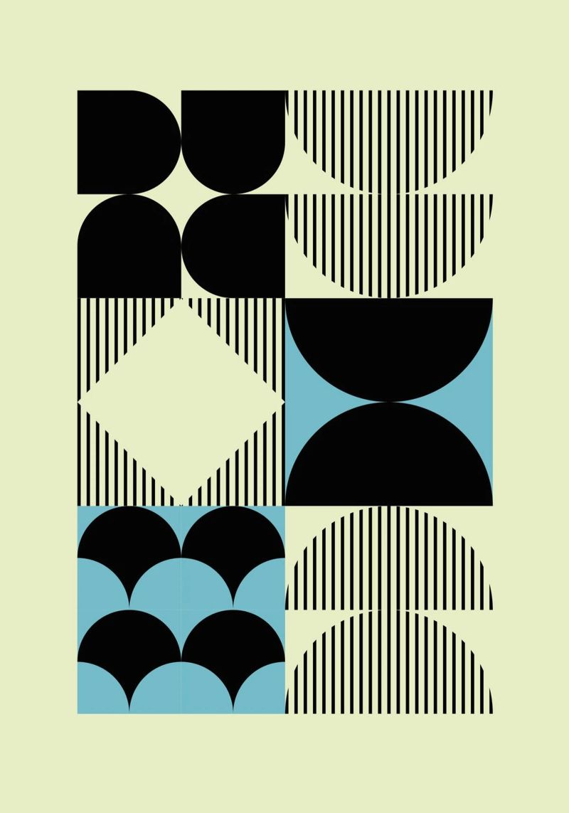 Geometric Abstract Shapes Pattern Impresión azul metacrilato de NorwesClub