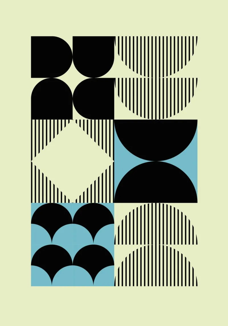 Geometrische abstrakte Formen Muster blau drucken Acryl-Glas von NorwesClub