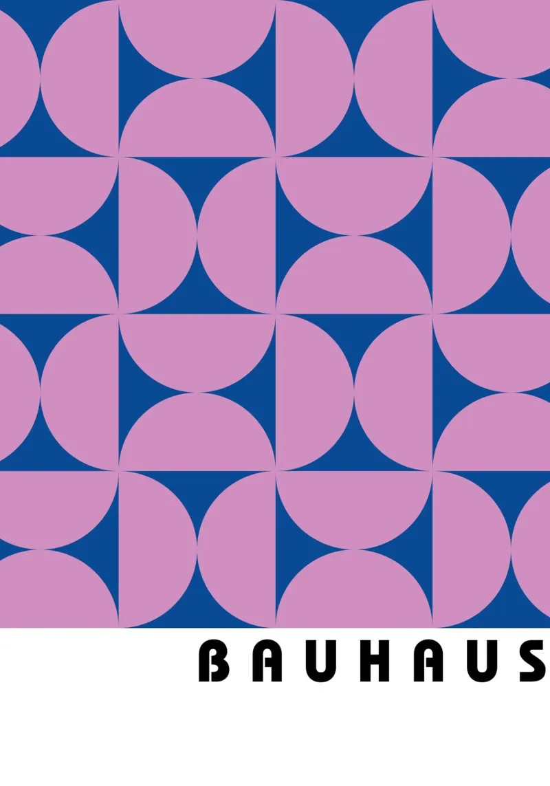 Bauhaus Geometrisch Patroon Roze Blauw Print hahnemühle van NorwesClub
