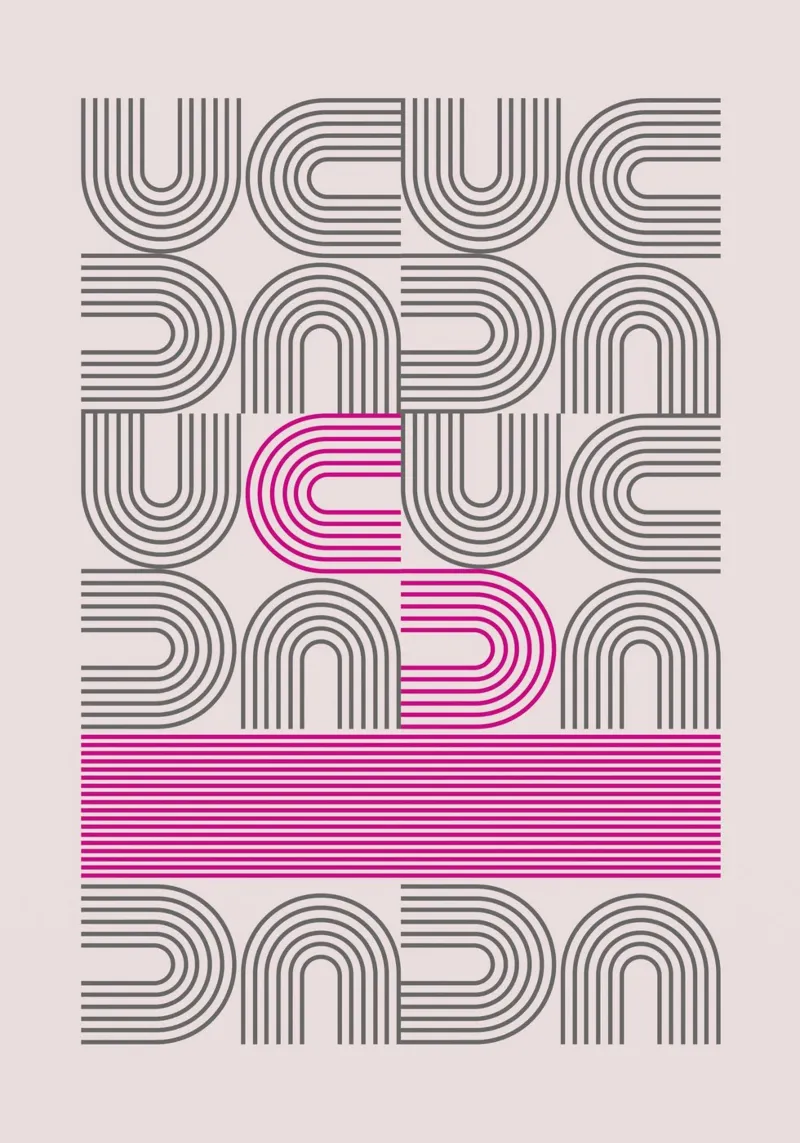 Poster Op Art Arches Pink Line Pattern pellicola backlit da NorwesClub
