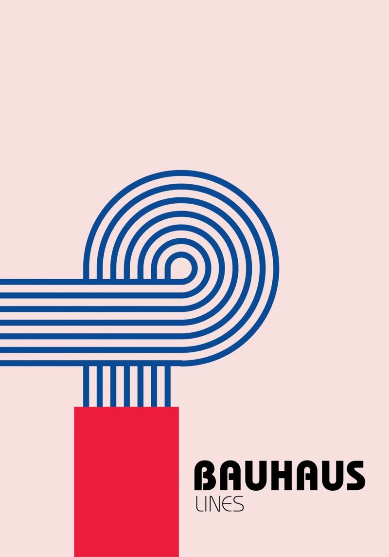 Bauhaus Style Abstract Lines Graphic Art Print Poster von NorwesClub