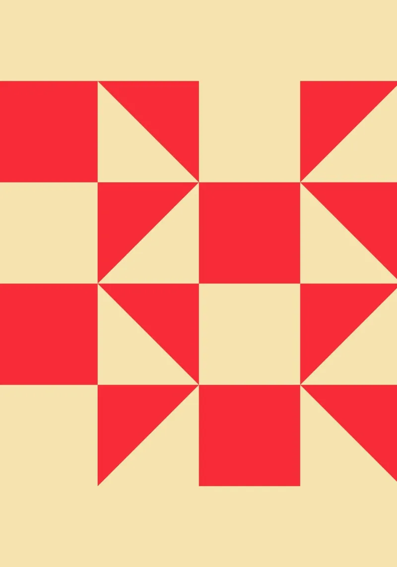Geometric Red Square Triangle Pattern Art hahnemühle by NorwesClub
