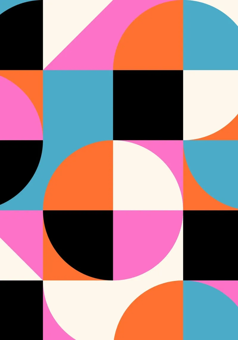 Bauhaus Style Vibrant Geometric Pattern Art alu-dibond by NorwesClub