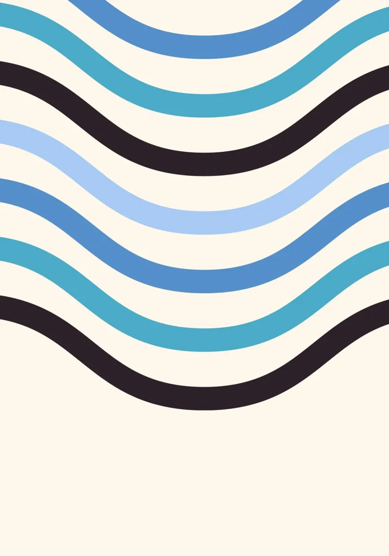 Abstrakte fließende wellige blaue Linien Wandkunst Poster von NorwesClub