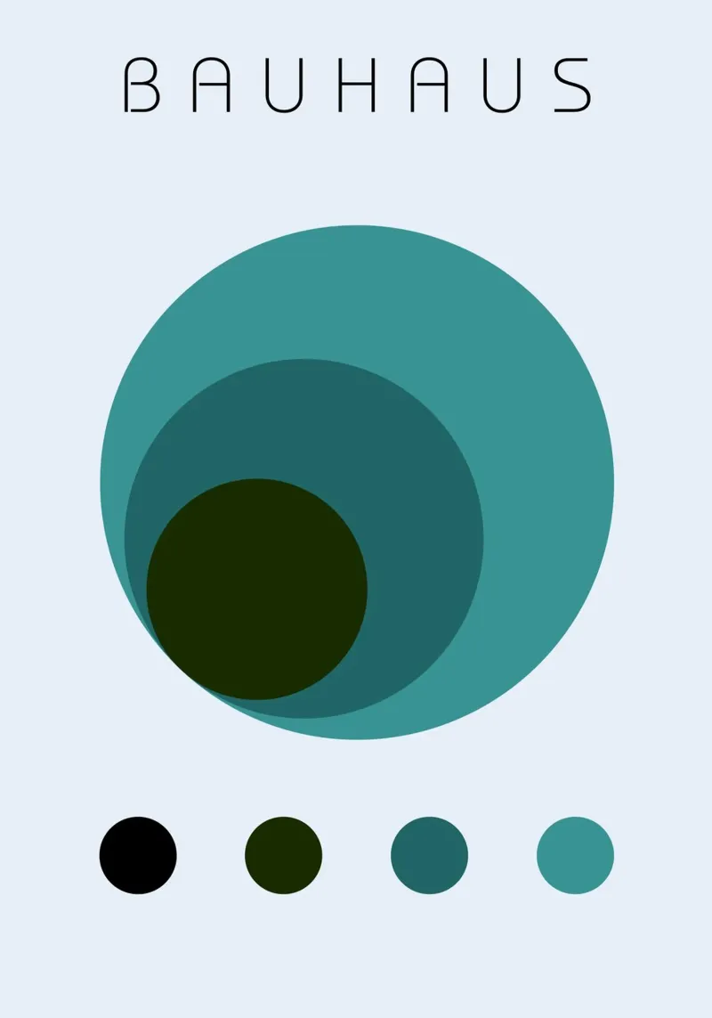 Bauhaus abstracte groenblauwe cirkels kleurstudie kunst canvas met Baklijst van NorwesClub