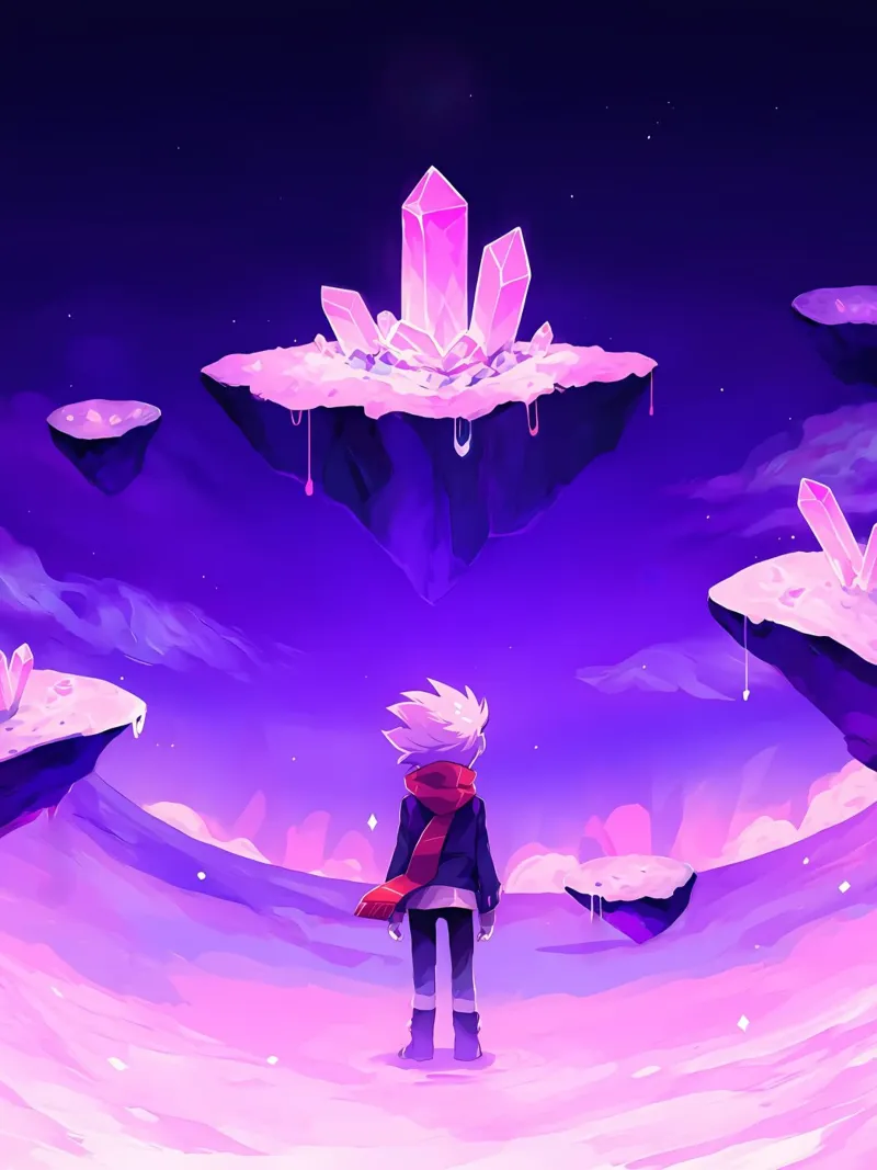 A Boy Standing In Floating Crystal Island World Lofi Art canvas by LoFi Gallery