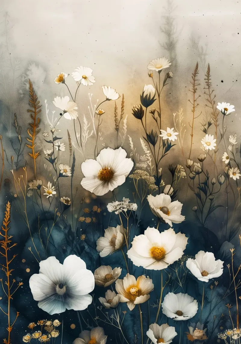 Prato pieno di fiori poster con telaio in legno da Justyna Jaszke JBJart
