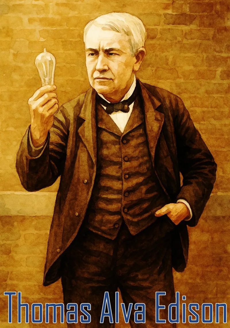Thomas Alva Edison Repainting Imagination Redrawing canvas by MOKAIYA