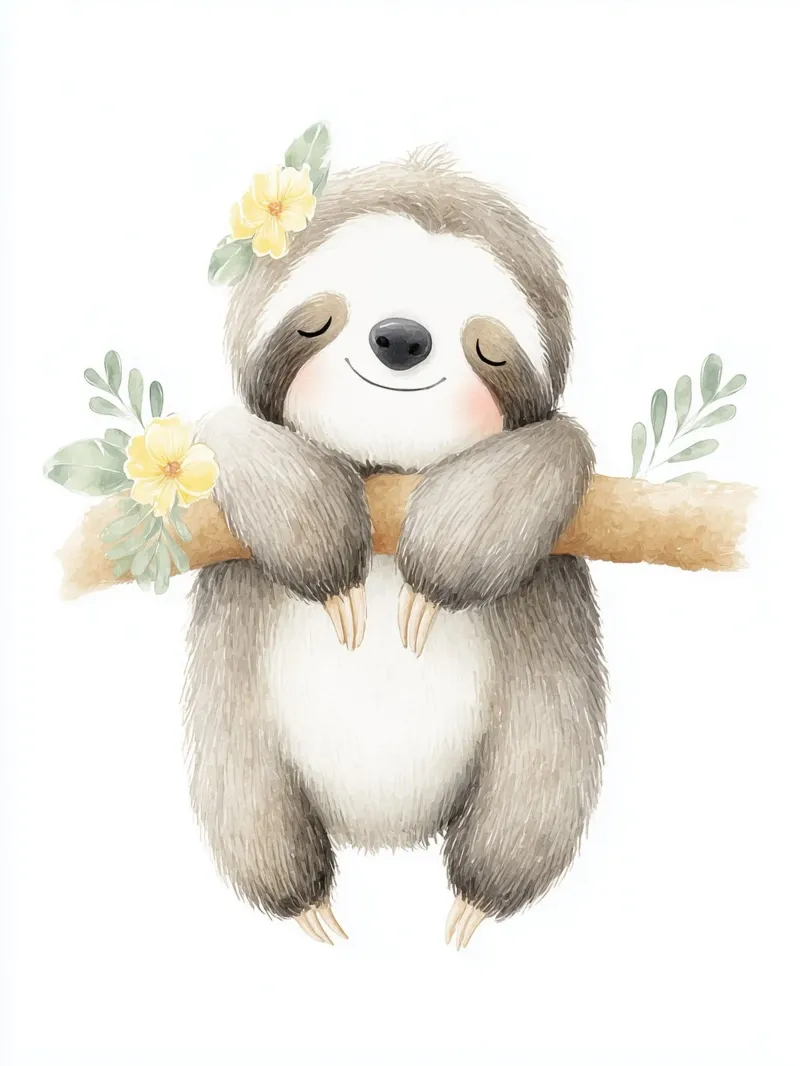 Cute sloth girl backlit film by Carinaprint