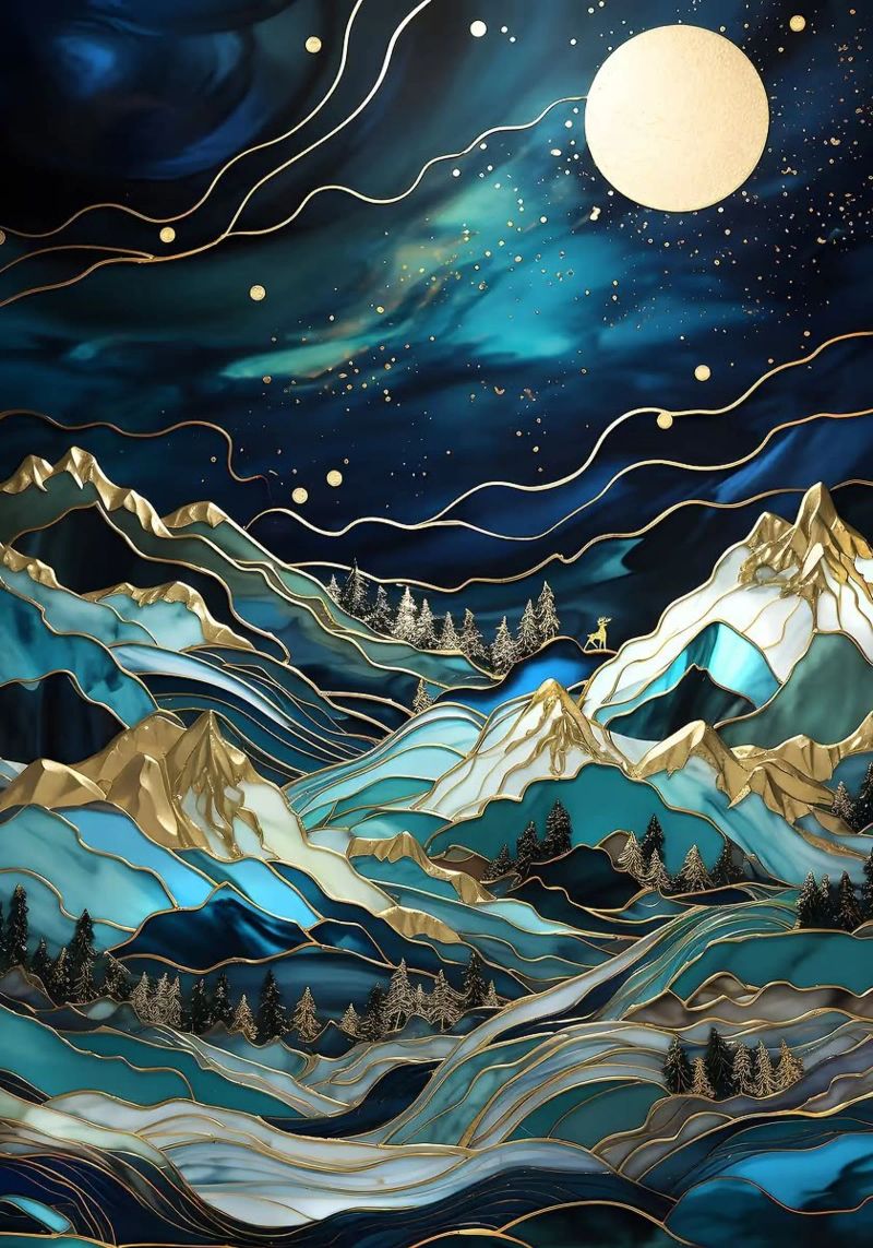 Abstract Mountain Sunset poster by Margaret Marie Ostrout