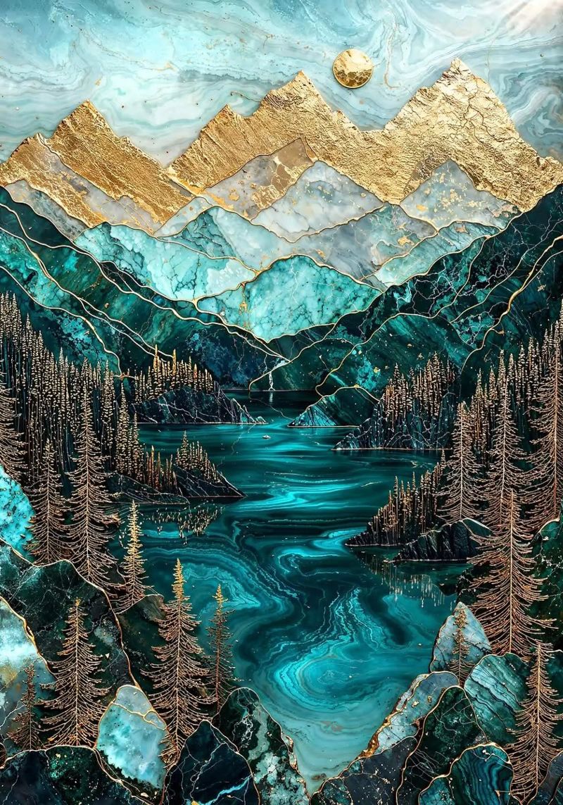 Abstract Mountain Sunset poster by Margaret Marie Ostrout