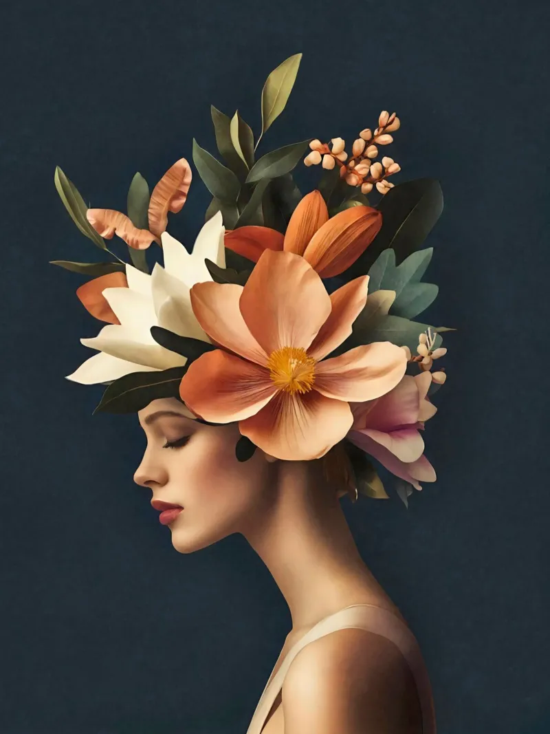 Ritratto botanico Boho Beauty Ethereal pellicola backlit da Andrea Haase Floral Passion