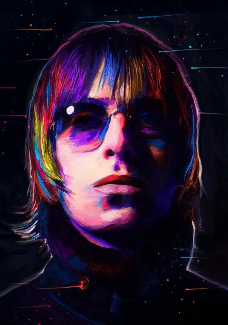 Liam Gallagher arte pop colorata pellicola backlit da Hantamrata