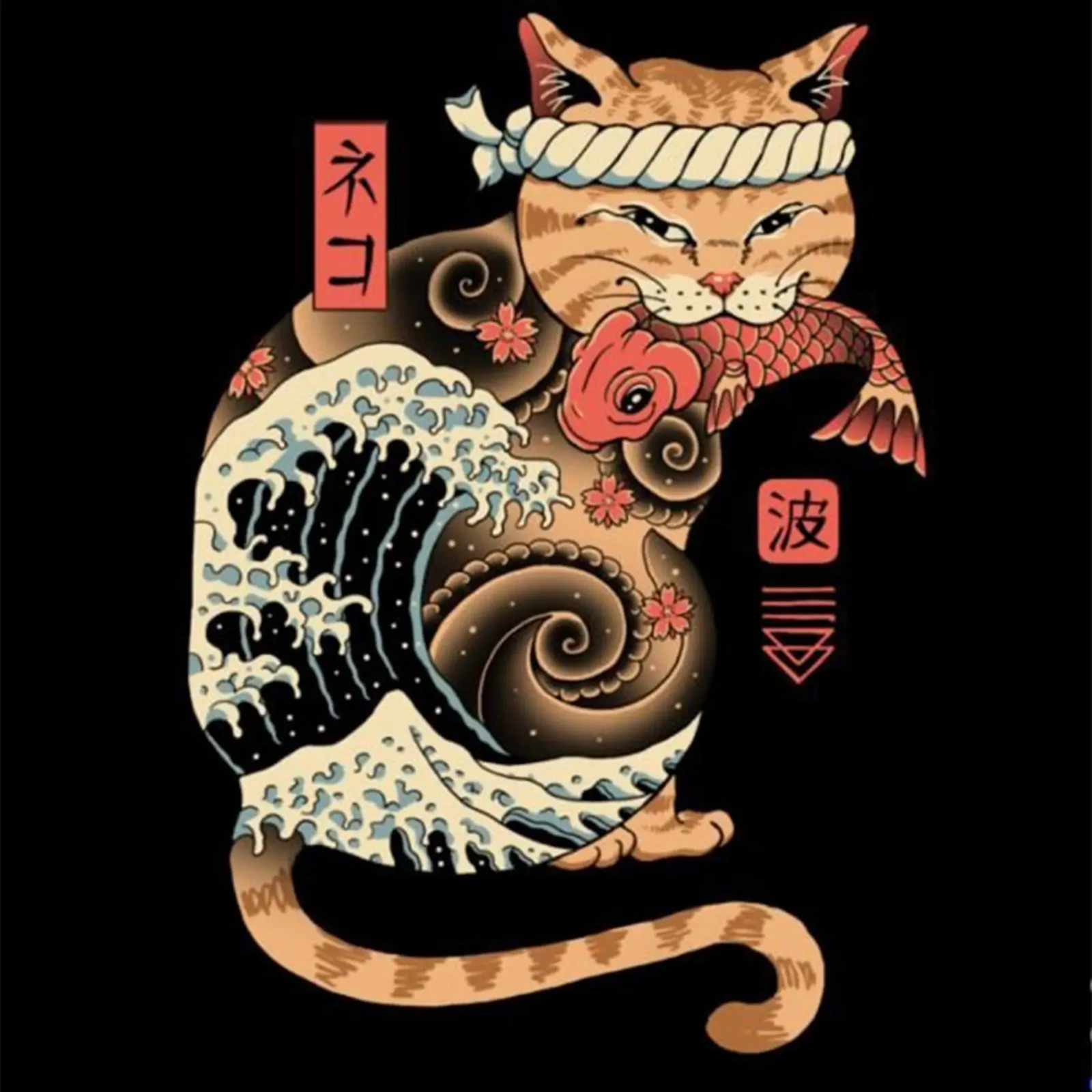 Neko Cat Fish Wave pellicola backlit da Michel Studio