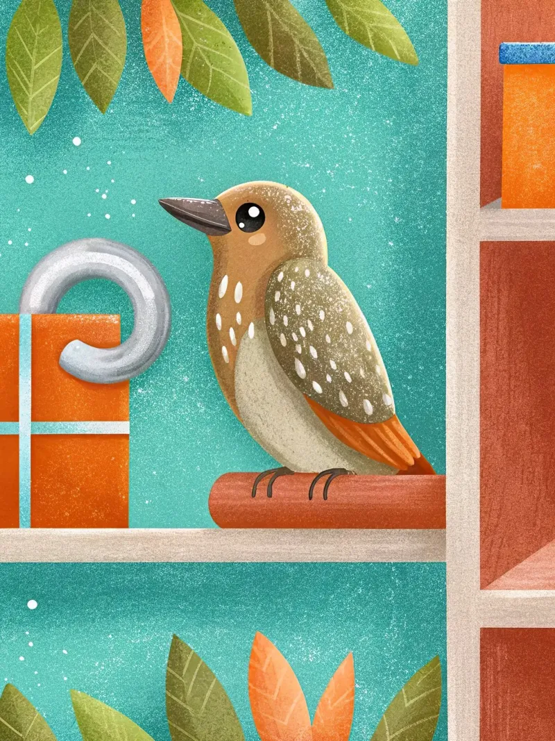 L'uccellino poster con telaio in legno da 🐹 BABY ART PRINTS