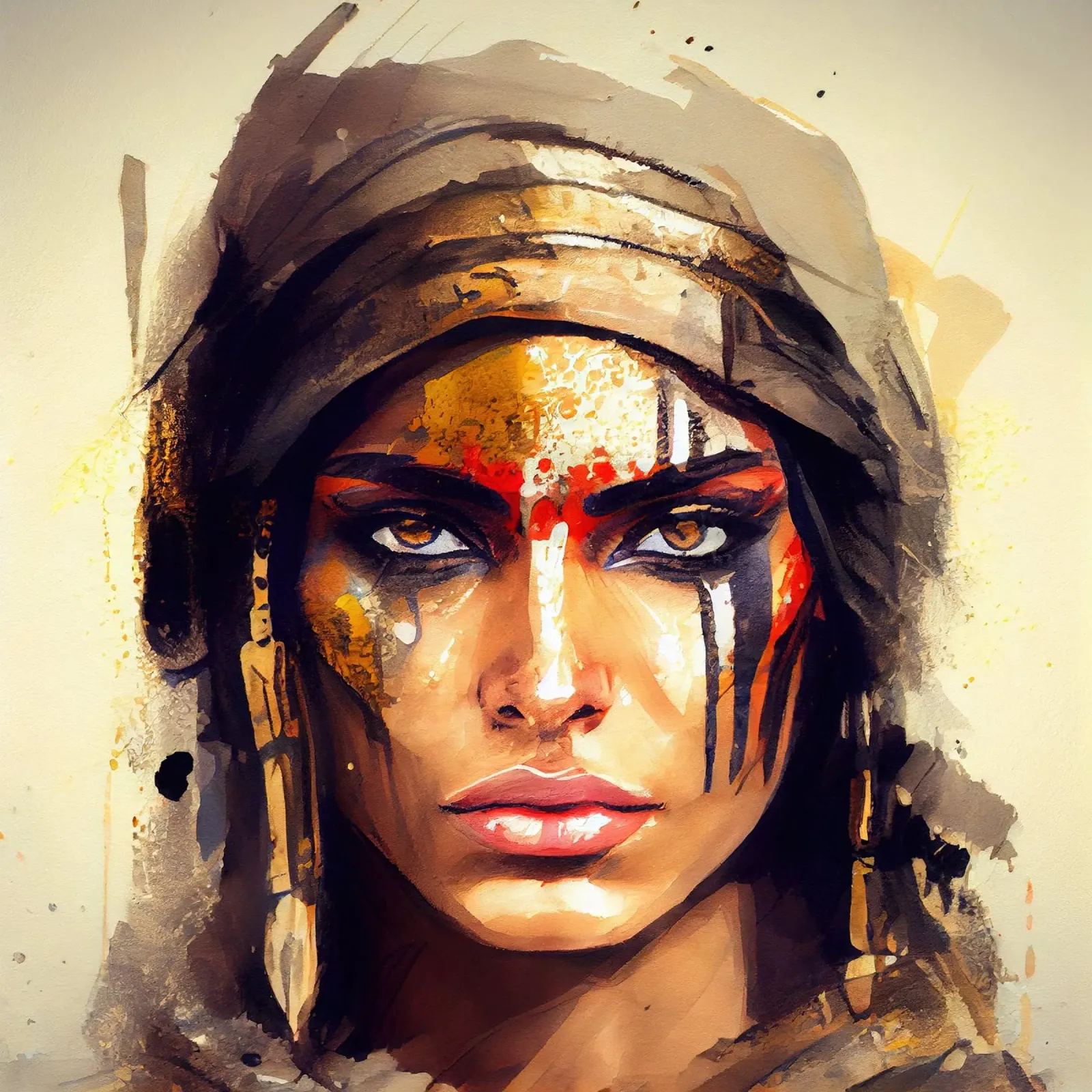 Poderosa mujer guerrera egipcia poster con marco de madera de Chromatic Fusion Studio