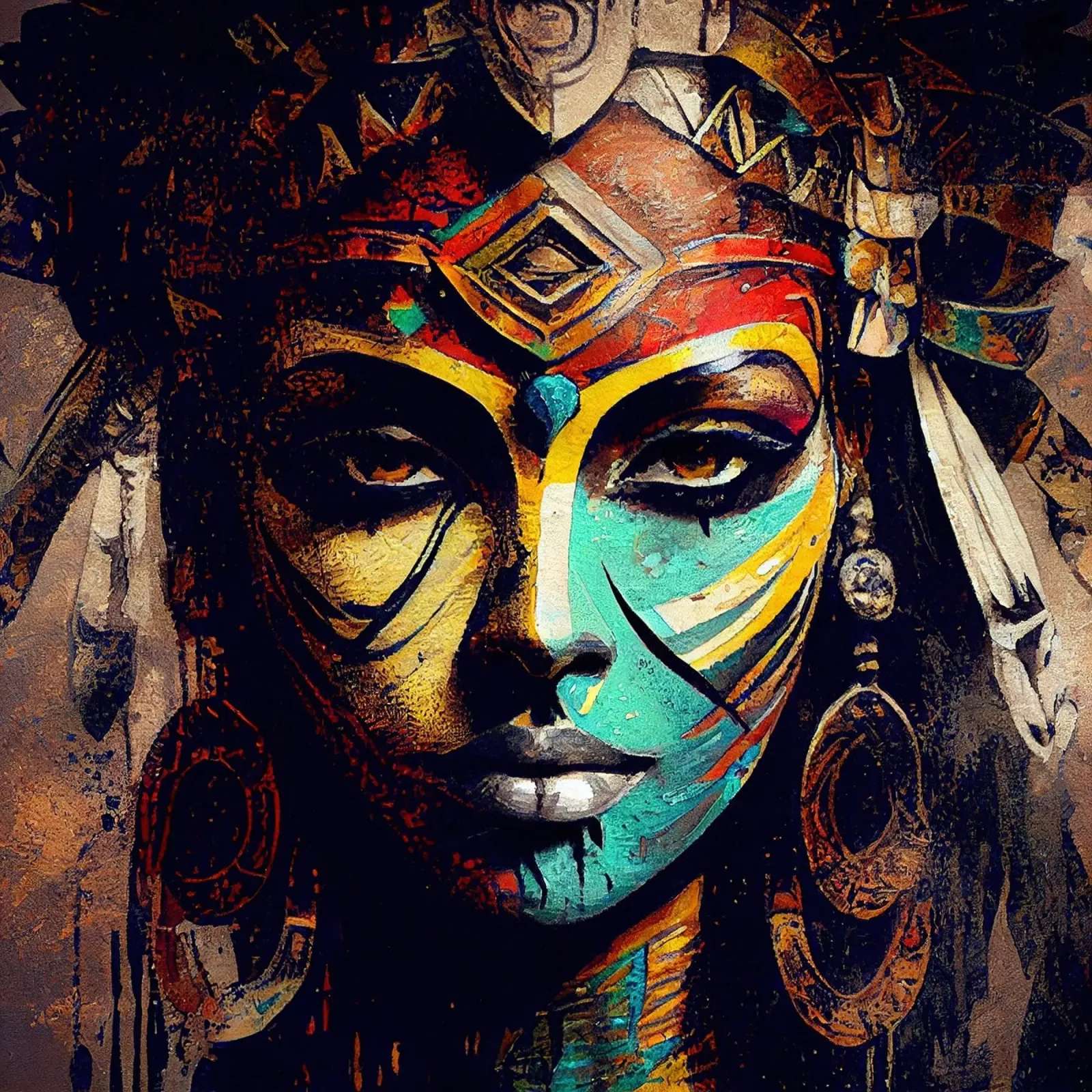 Potente donna guerriera egiziana alluminio dibond da Chromatic Fusion Studio
