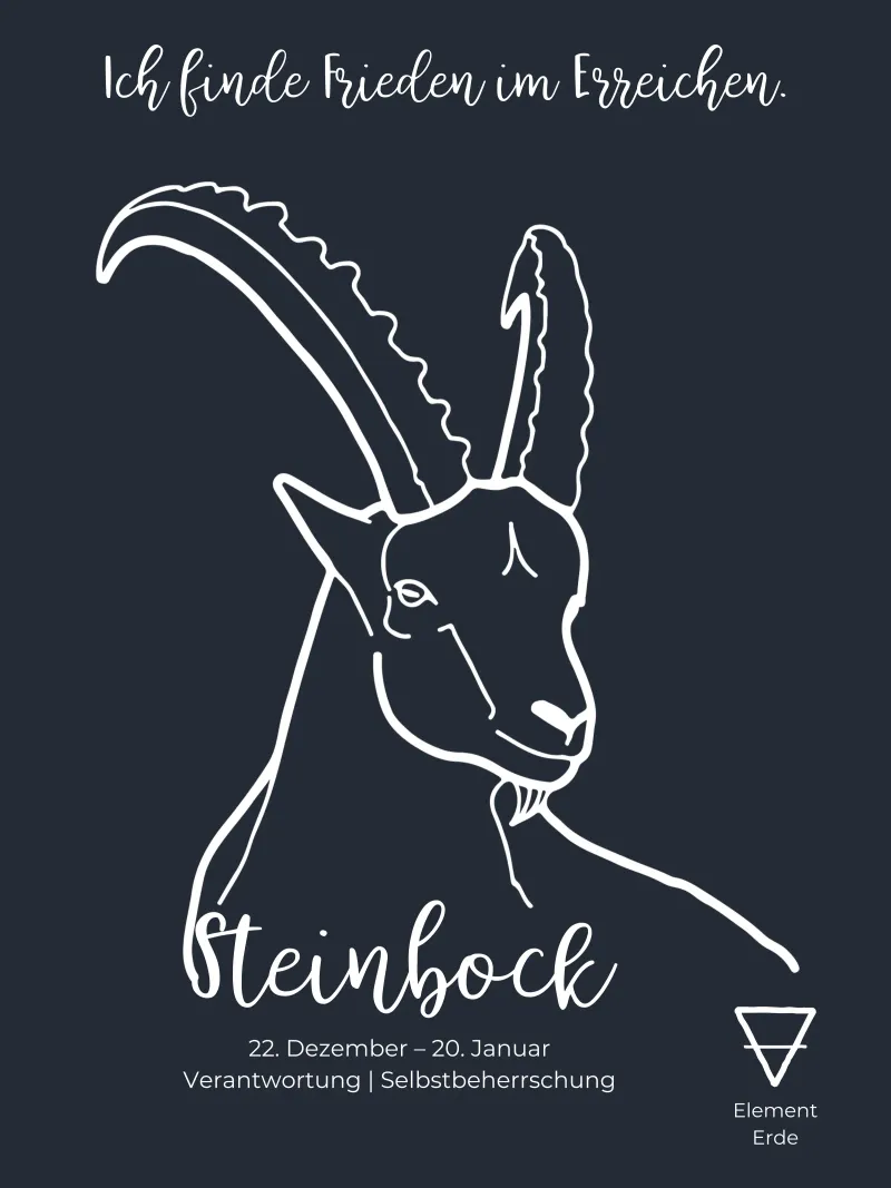 Steinbock (22. Dezember – 20. Januar) Leinwand mit Schattenfugenrahmen von astrobrille