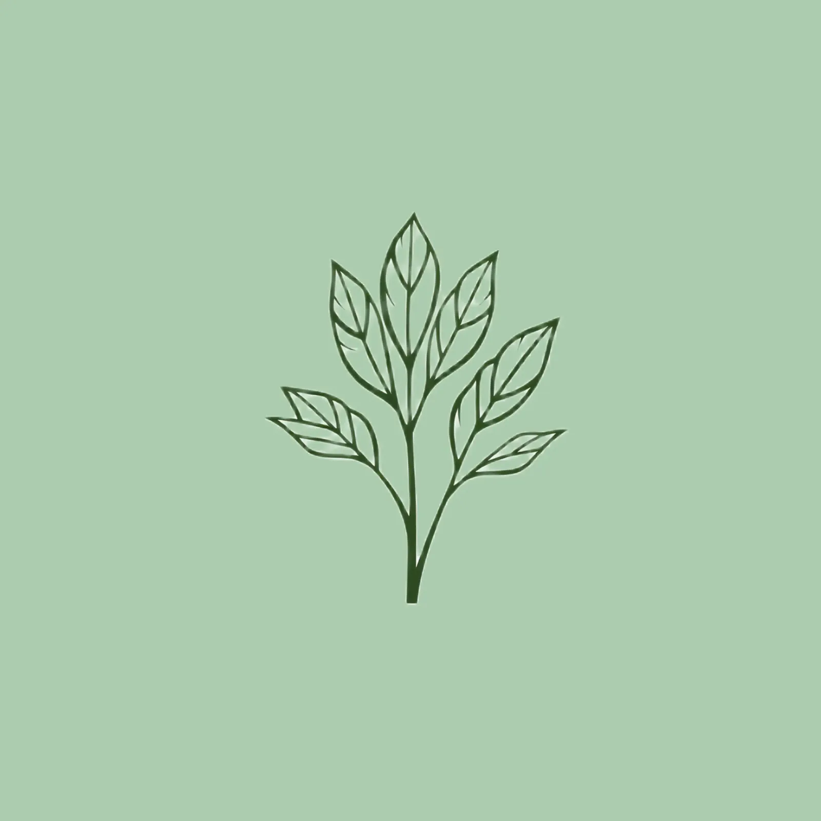 A stylized green leaf design with detailed shapes showcasing canvas by DesignDoodle