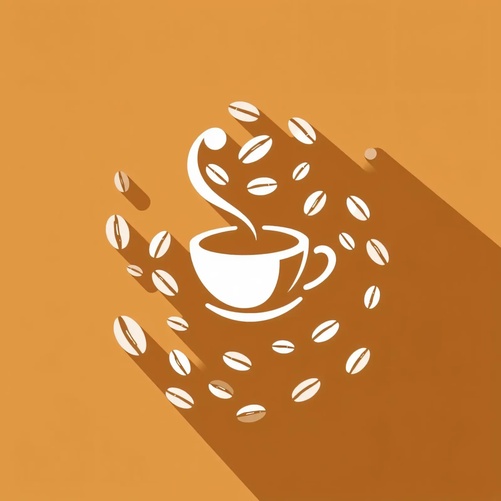 Una tazza di caffè fumante circondata da chicchi di caffè sparsi pellicola backlit da DesignDoodle