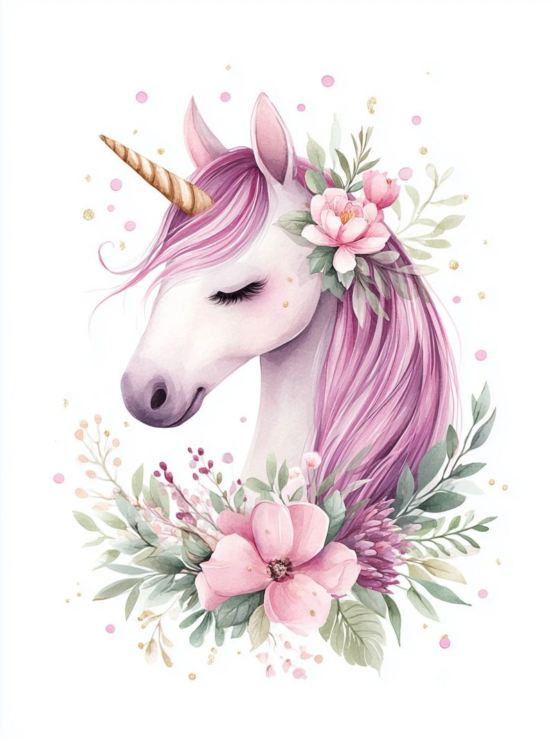 Magisches Blume Einhorn Poster von Carinaprint