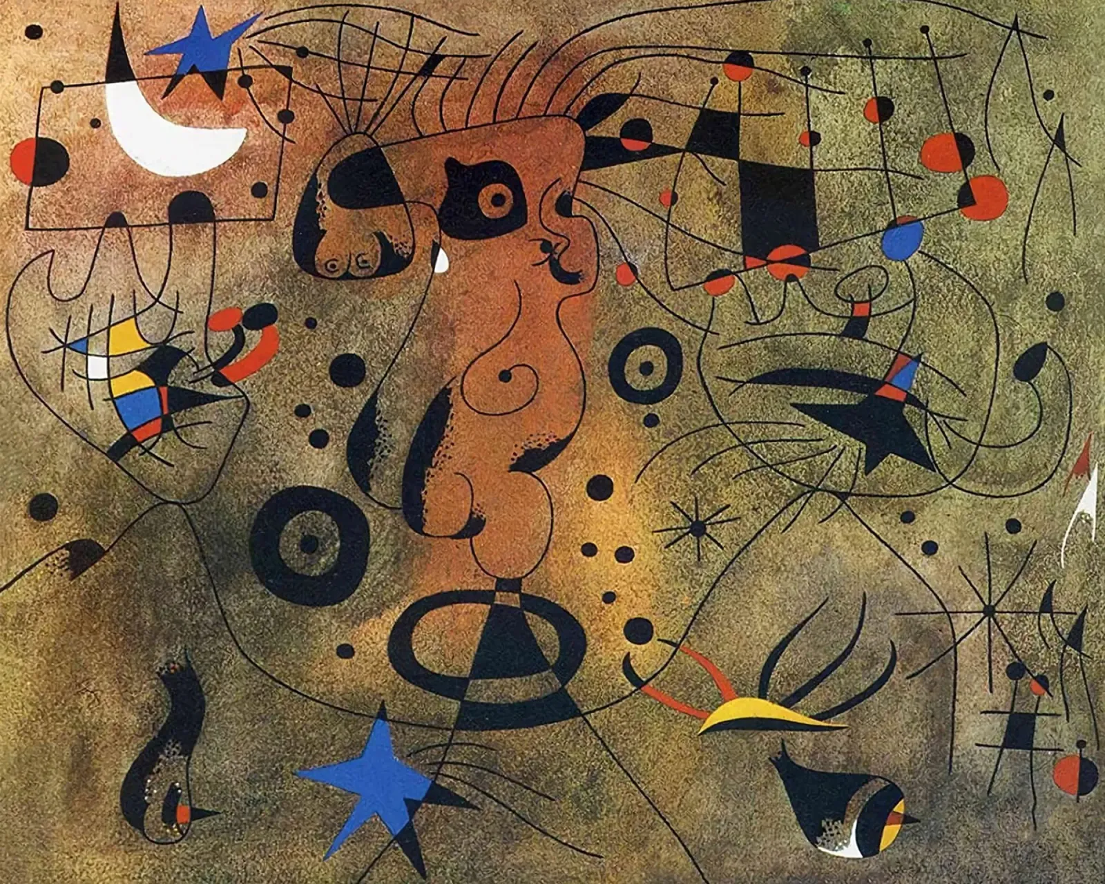 Sterrenbeelden, 1940 Joan Miro poster met kunststof frame van phillipp veisenberg