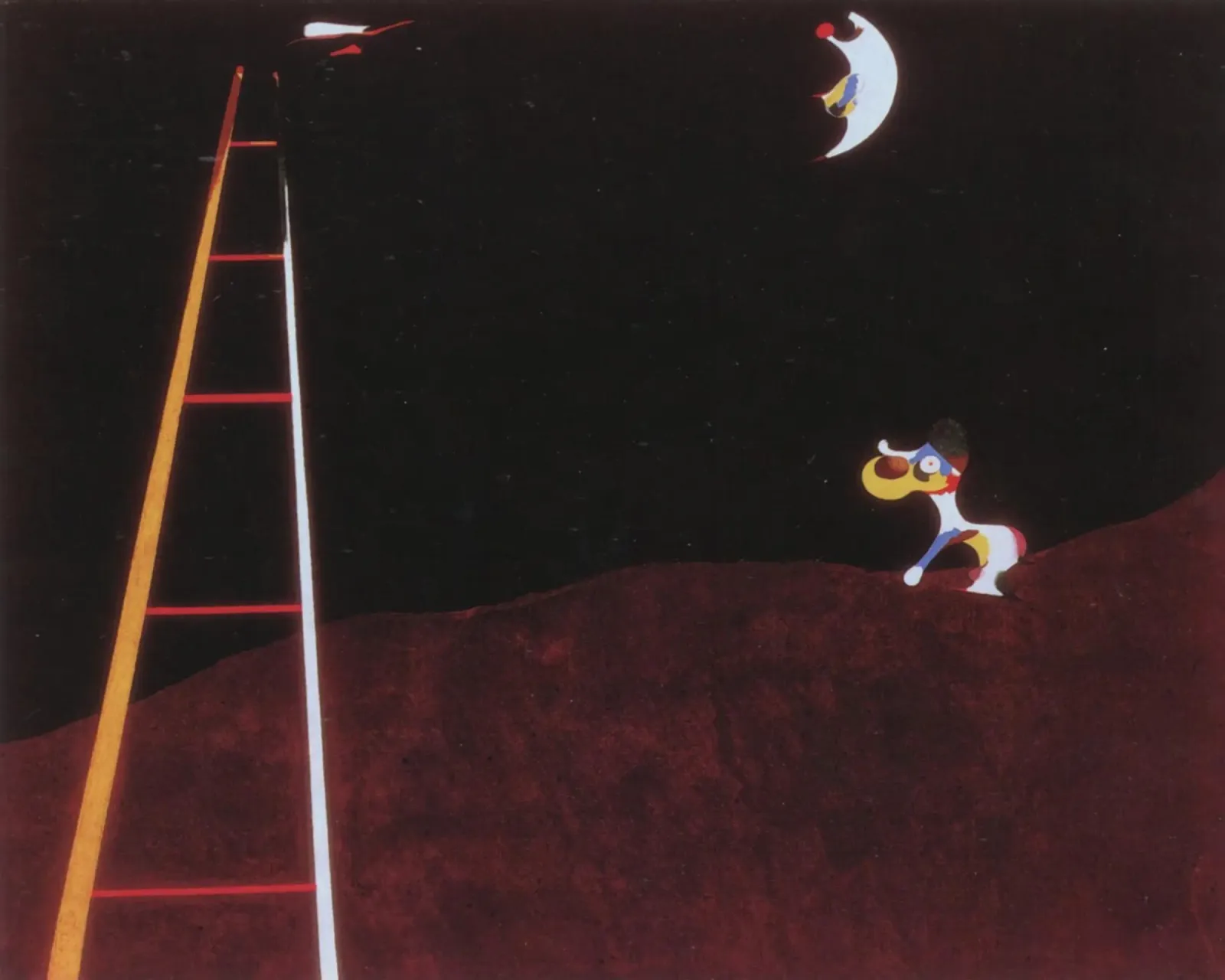 Chien aboyant à la lune, 1926 Joan Miro poster avec cadre en bois de phillipp veisenberg