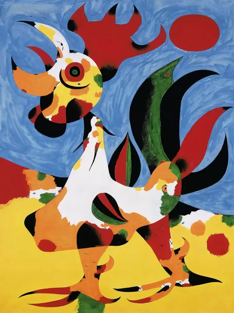Le Coq, pollo 1949 Joan Mirò pellicola backlit da phillipp veisenberg