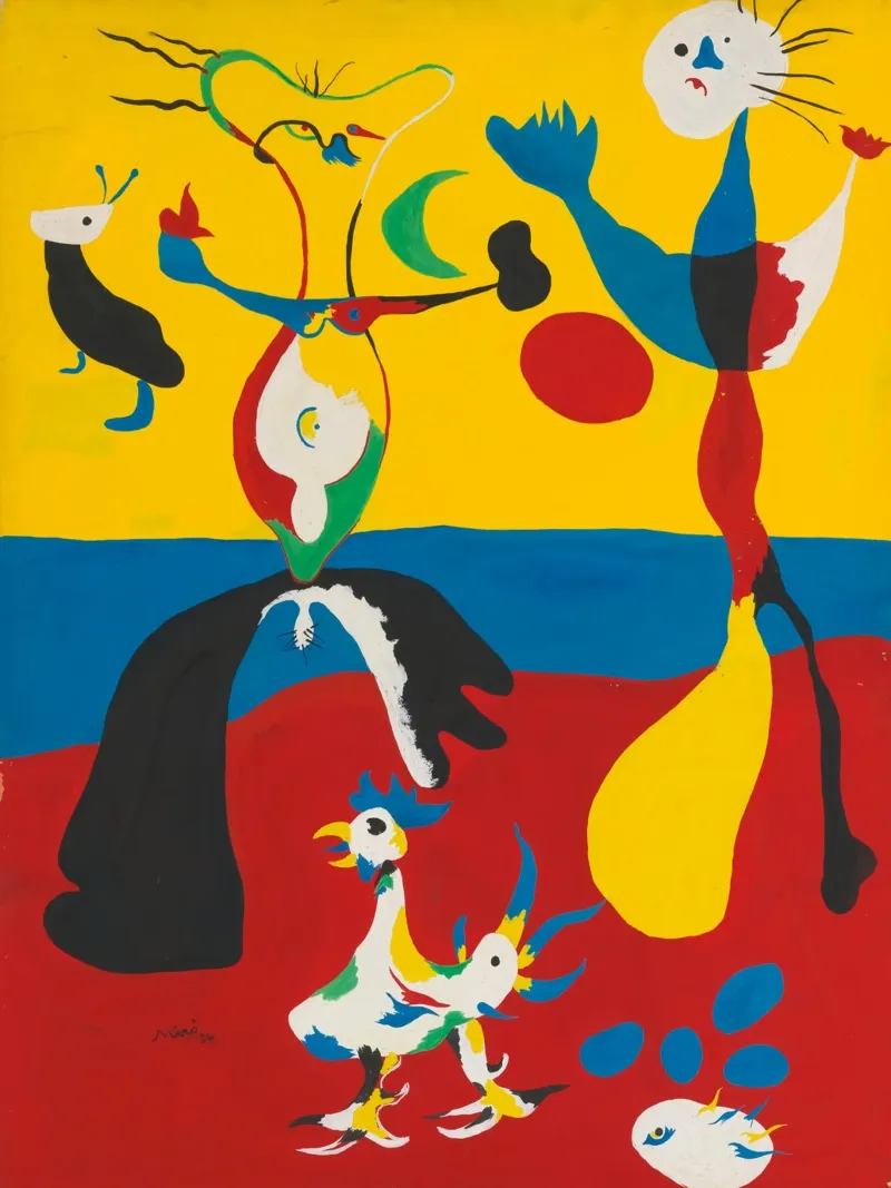 Il contadino e sua moglie, 1936 Joan Miro poster con telaio in plastica da phillipp veisenberg