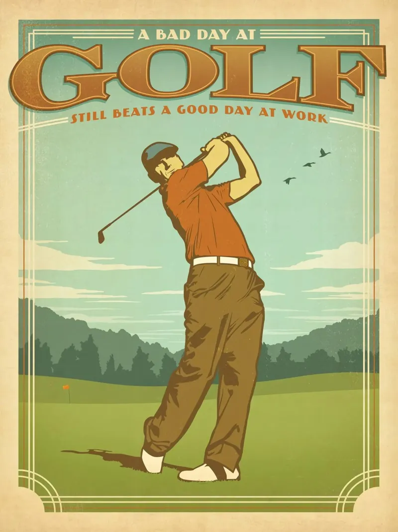 een slechte dag op de golfbaan poster van khanrosie
