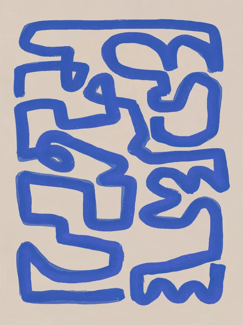 Abstract cobalt line deco 03 canvas by Little Dean