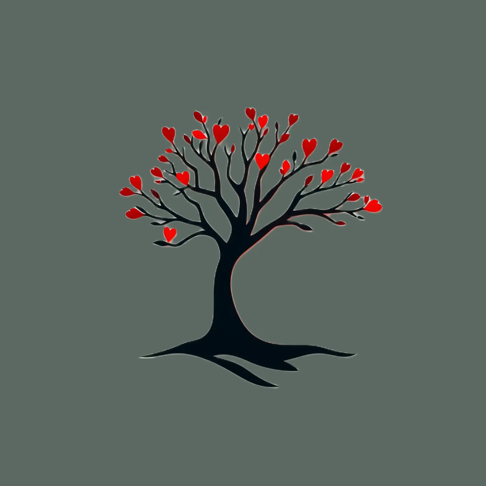 albero con foglie a forma di cuore che simboleggia amore e connessione pellicola backlit da DesignDoodle