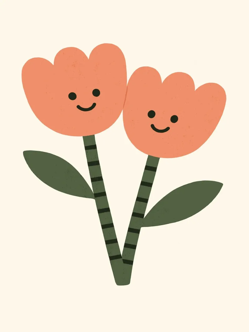 Happy Tulips poster con telaio in plastica da treechild