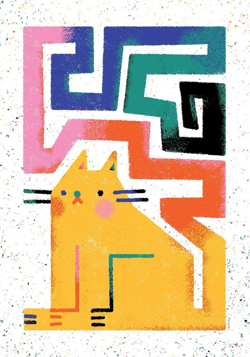gatto forme geometriche design astratto pellicola backlit da MinimalistPosterCharles