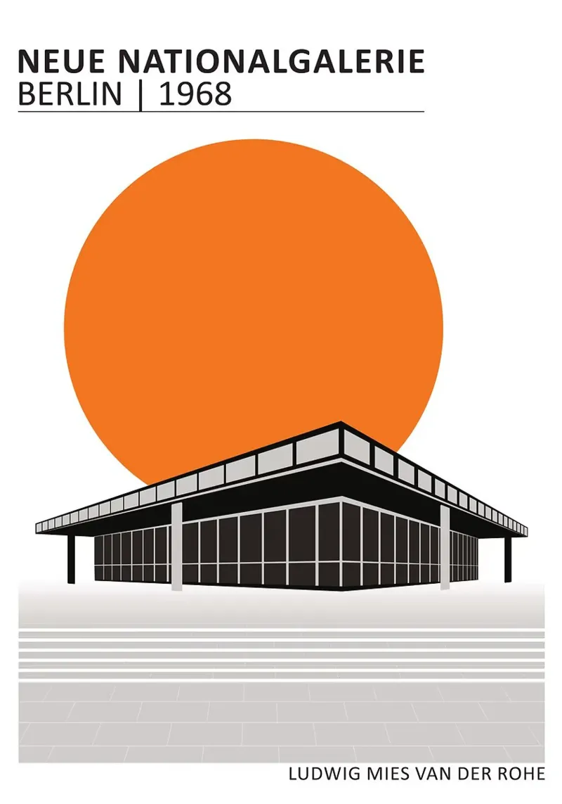 edificio moderno museo design geometrico poster da Purrfect Whiskers Art
