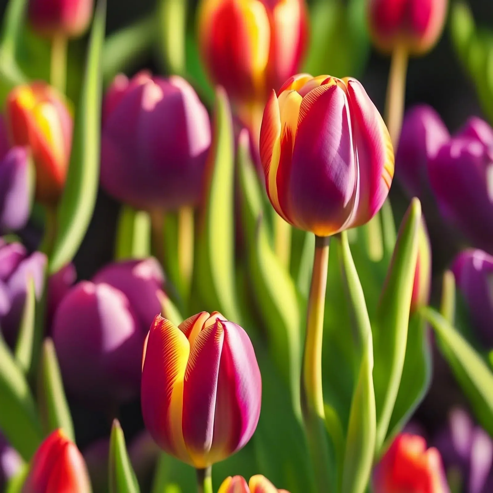 Tulipani colorati in fiore pellicola backlit da PhotoVibe Decor