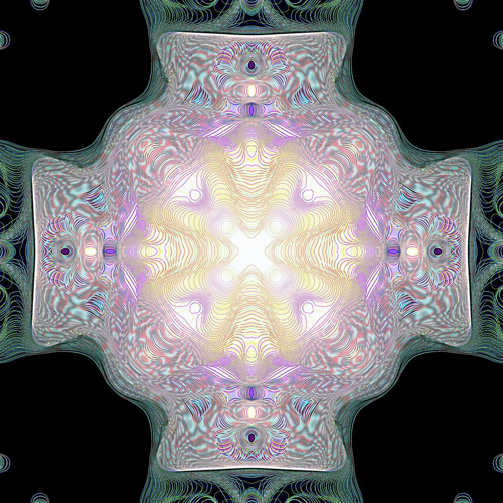 Croix lumineuse jaune/violet sur fond noir hahnemühle de Gürsel Yesil Digital Art