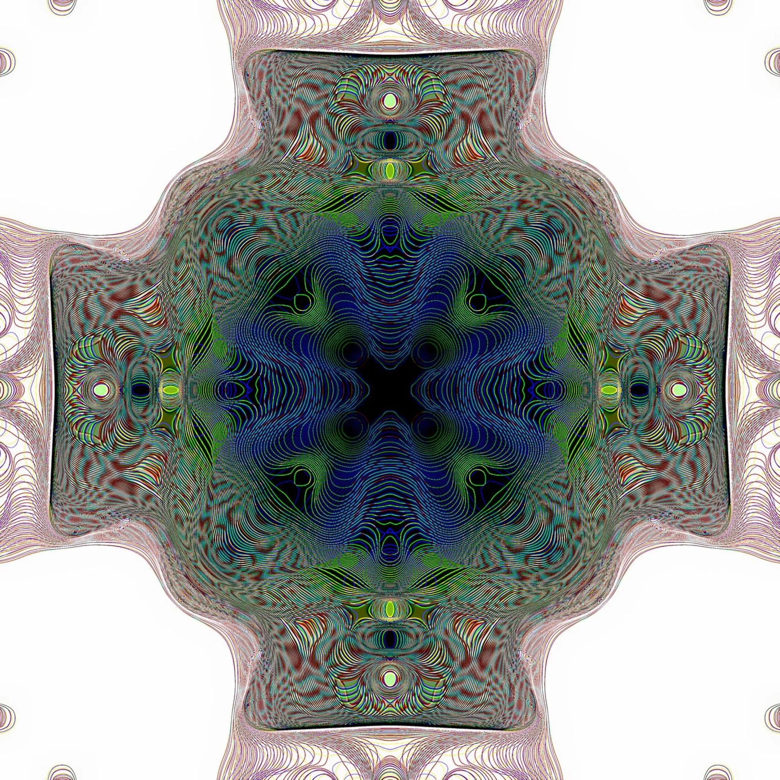 Croce di colore blu con bordo verde su sfondo bianco pellicola backlit da Gürsel Yesil Digital Art